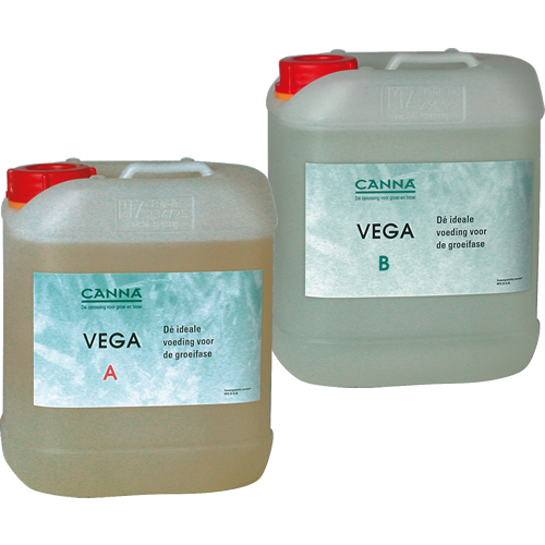 Canna Vega A&B bevat alles wat een plant in de groeifase nodig heeft en is bestemd voor de kweek op hydroculturen. Canna Vega staat garant voor gezonde groene planten en een schitterend resultaat. Na jarenlang onderzoek is de voeding geoptimaliseerd op h