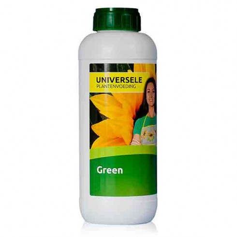 GREEN is een unieke bloeistimulator doordat de Green ervoor zorgt dat er 40 % meer chlorophyl in het blad wordt aangemaakt. Door de 40 % extra chlorophyl zal de plant dus ook meer suikers aan kunnen maken